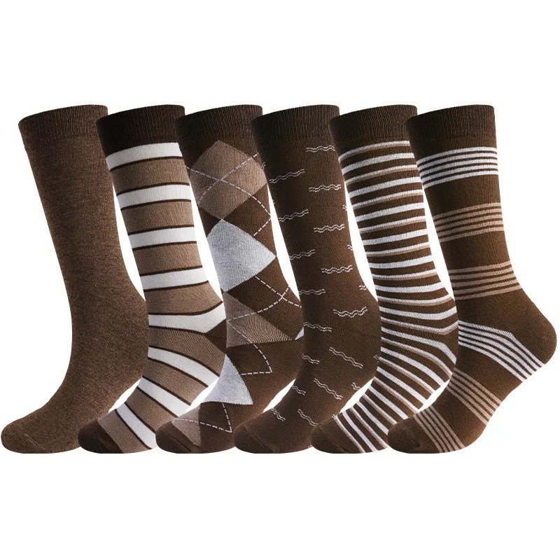 Men'S Fashion Formal - 6 paires de chaussettes vintage marron