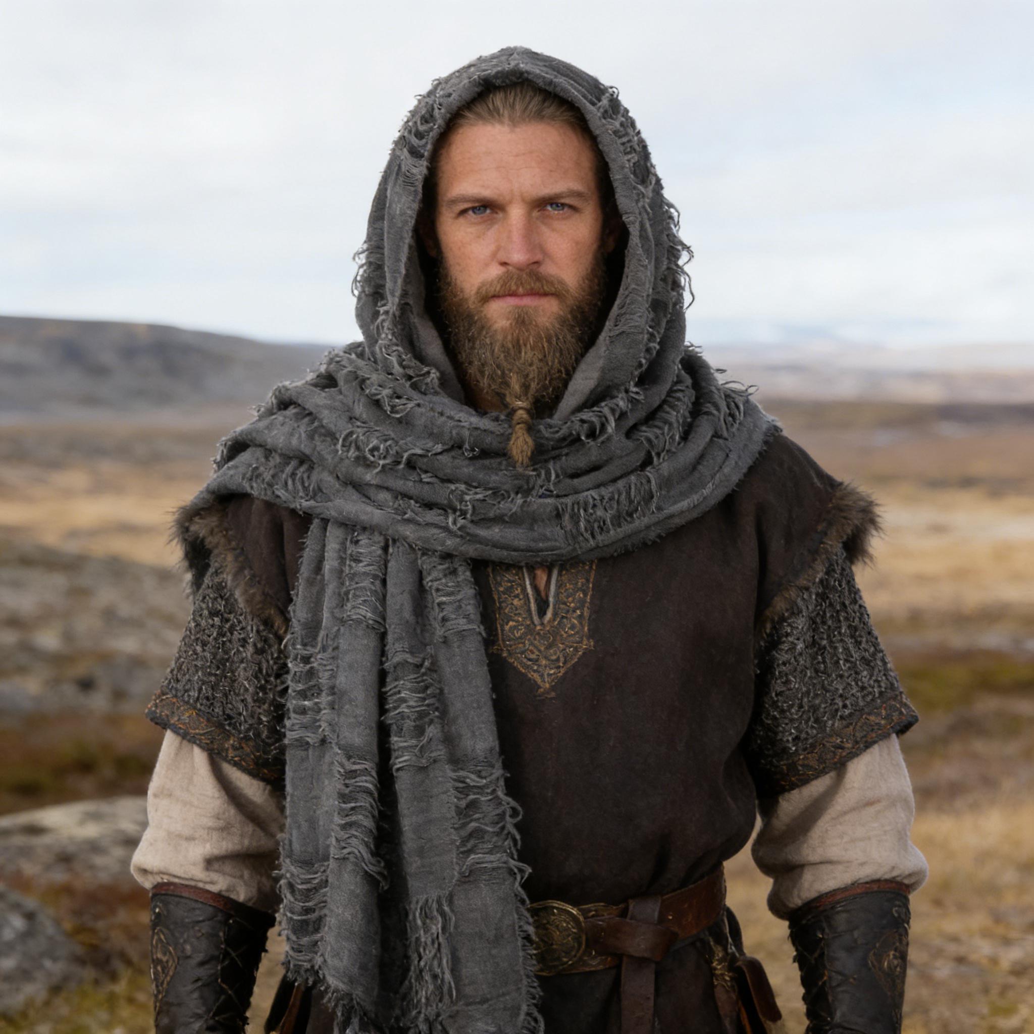 Men Fashion Rave - Cape à capuche médiévale, écharpe de