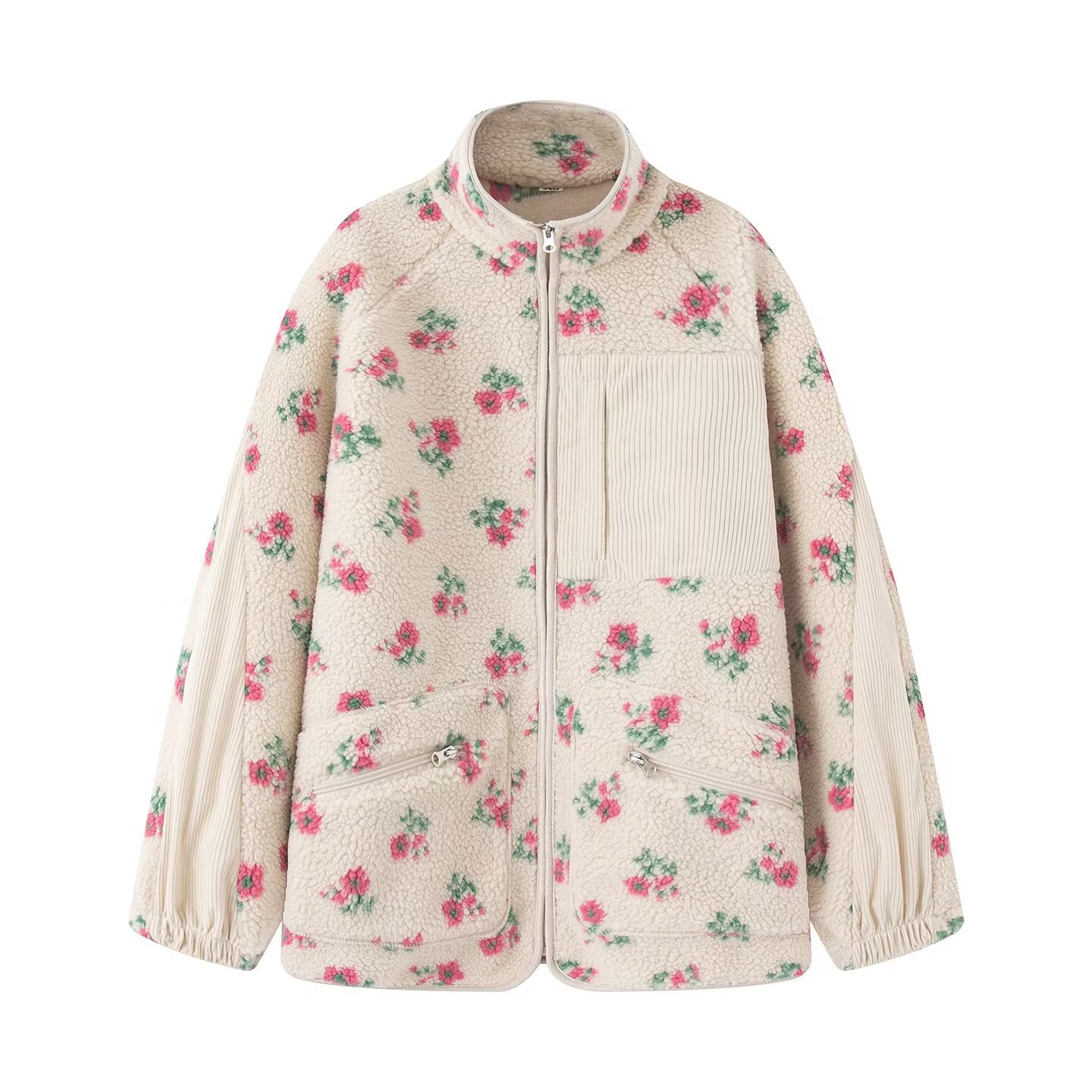 Sherpa Jacket Fleece - Veste florale à la mode pour