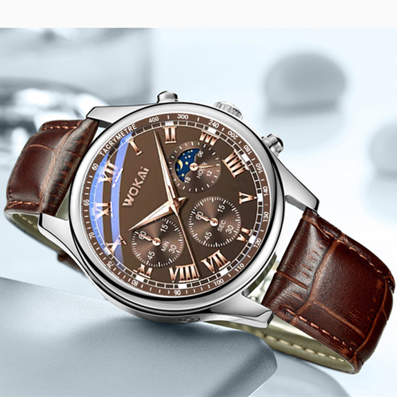 Mens Fashion Blog - Montre en cuir marron pour hommes,