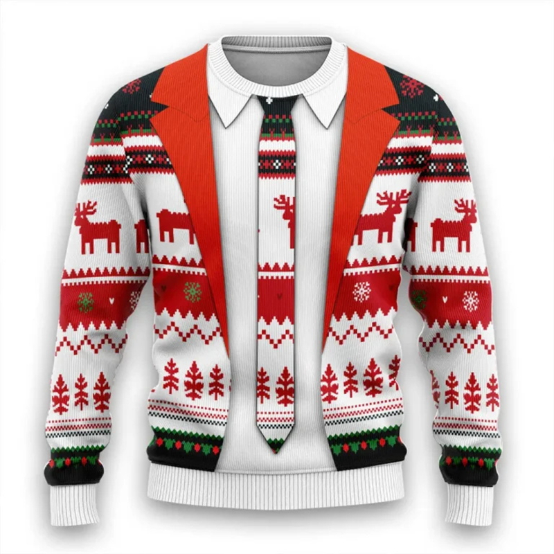 Men'S Fashion Xmas Party - Sweat-shirt imbibé d'impression 3D pour hommes