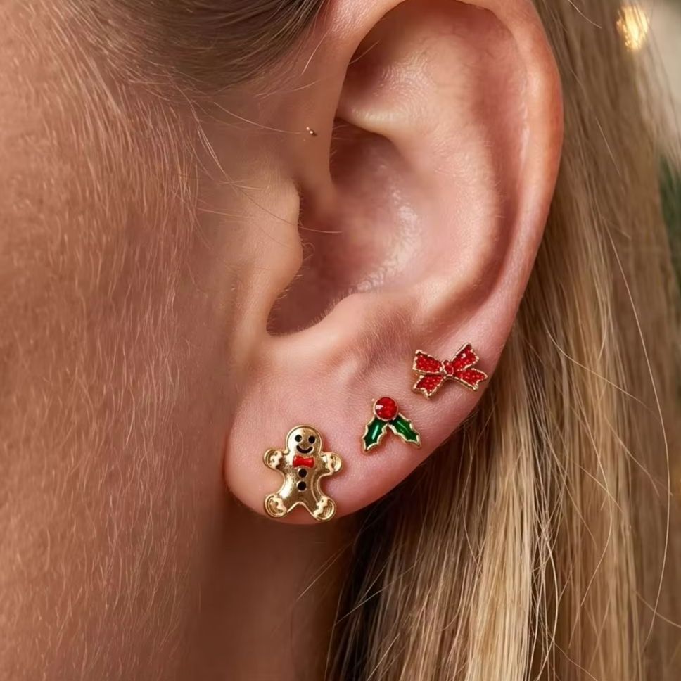 Men'S Fashion Xmas Party - Mini Boucles d'oreilles clous en émail