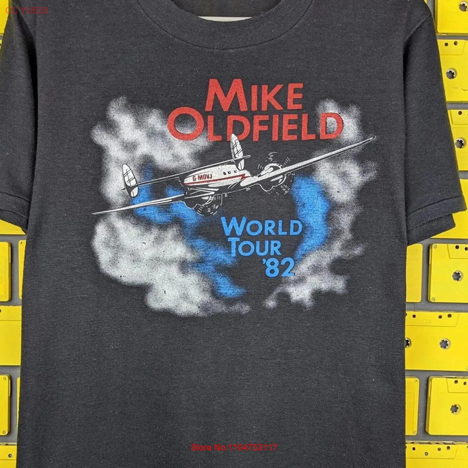 Mens Fashion Black Shirt - T-shirt noir Mike Oldfield WORLD TOUR,