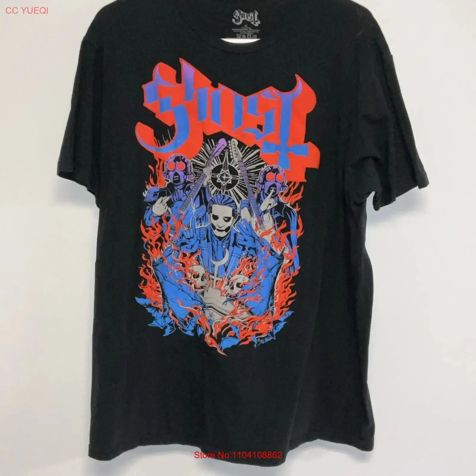 Mens Fashion Black Shirt - T-shirt Ghost pour homme, grande taille,