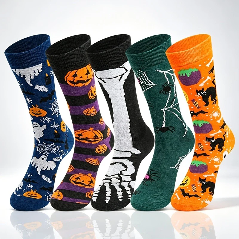 Men Fashion Rave - 5 paires de chaussettes fantaisie d'Halloween