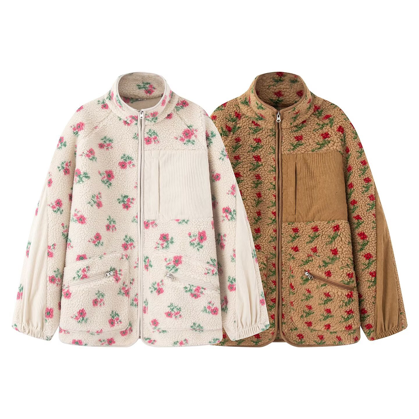 Veste florale à la mode pour f - Sherpa Jacket Fleece avis et prix