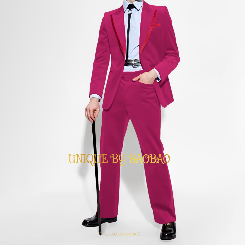 Costume 2 pièces en velours ro - Men'S Fashion Xmas Party avis et prix