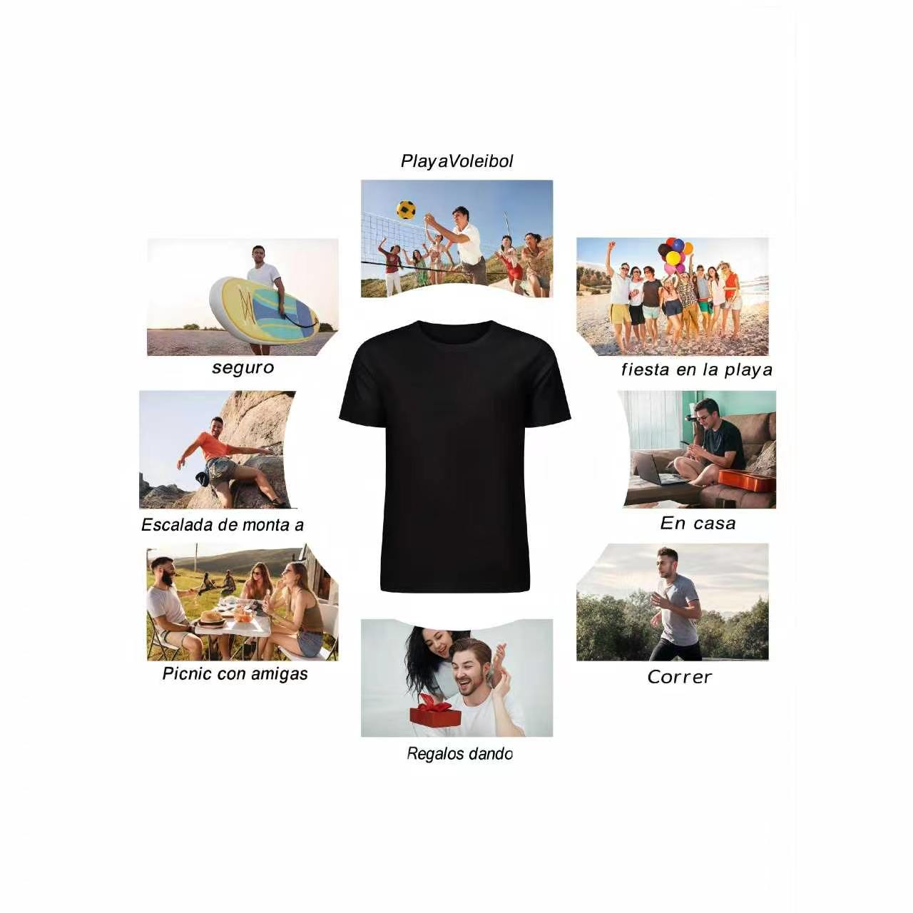 T-shirt en coton à col rond su - Mens Fashion Black Shirt avis et prix