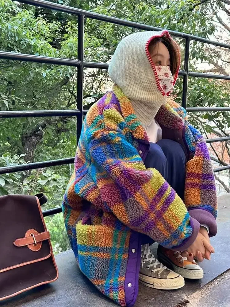 Femmes manteau polaire Plaid a - Sherpa Jacket Fleece avis et prix