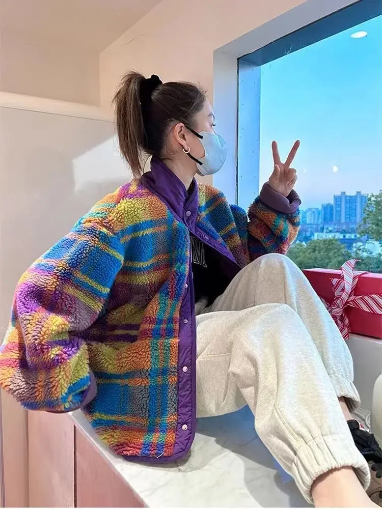 Femmes manteau polaire Plaid a - Sherpa Jacket Fleece avis et prix
