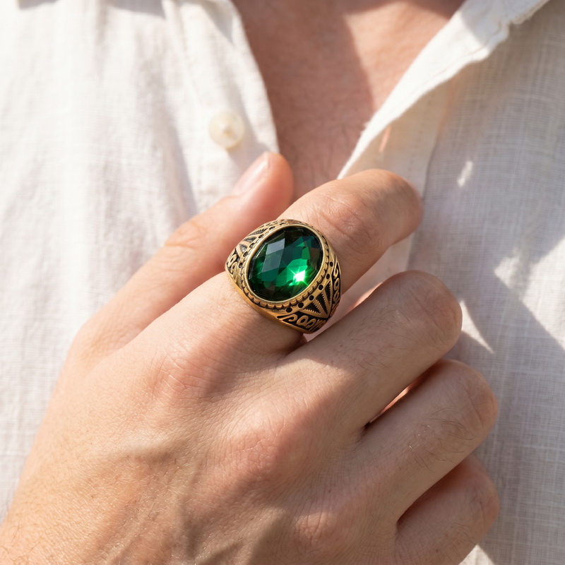 Bague rétro verte de haute qua - Men'S Fashion Lk avis et prix